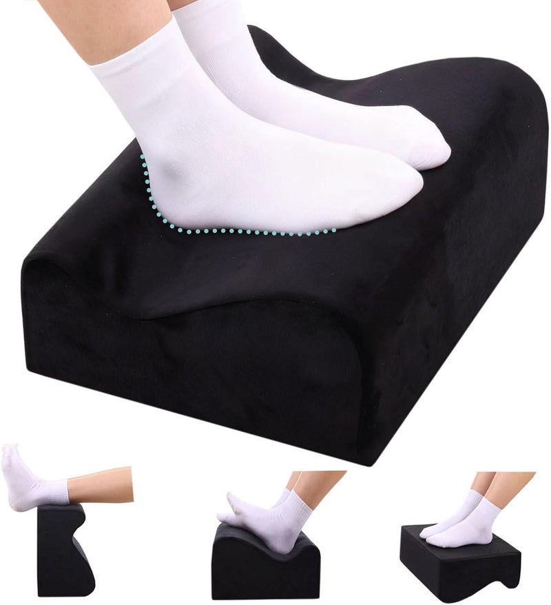 COMFelicify Foot Rest for Under Desk at Work, Ergonomic Under Desk Footrest with Washable Cover, Memory Foam Foot Stool for Office Chair & Gaming Chair, Back & Hip Pain Relief, Black - Image 1